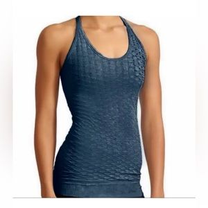 Athleta Epitomize Racerback Tank Top Scoop Neck Sleeveless Blue Texture XS 0 2